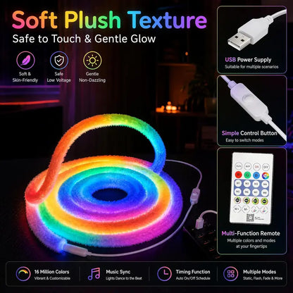 🎁2026 New Arrivals 50% OFF💥Faux Fur Neon Light Strip – 360° All-round Glow ✨
