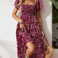 🎁2026 New Arrivals 50% OFF💥Square Neck Floral Midi Dress – Smocked Bodice, Flowy Tiered Skirt🌸1