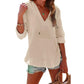 🔥HOT SALE 61% OFF!!👚Women's Oversized Hooded Beach Cover Up - Long Sleeve V-Neck Pocket Shirt