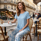 👗Women's 2-Piece Set – Layered Asymmetrical Tunic Top & Printed Wide Leg Pants, Breathable Polyester✨