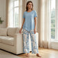 👗Women's 2-Piece Set – Layered Asymmetrical Tunic Top & Printed Wide Leg Pants, Breathable Polyester✨