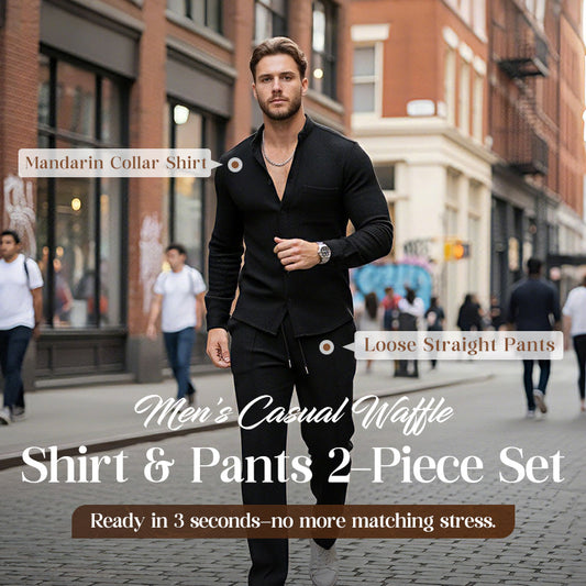 🎁2026 New Arrivals 53% OFF💥Men’s Casual Waffle Shirt Pants 2-Piece Set