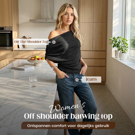 🎁2026 New Arrivals 50% OFF💥Women's Asymmetrical Off-Shoulder Batwing Sleeve Top