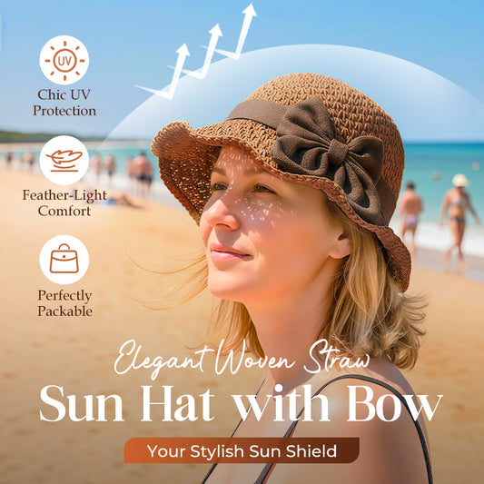 🎀 50% DISCOUNT 👒 | Straw Hat with Retro Bow – Foldable & Breathable for Summer