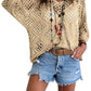 🥰Summer Sale-60% OFF💛Womens Bohemian-Inspired Beige Crochet Top With V-Neck