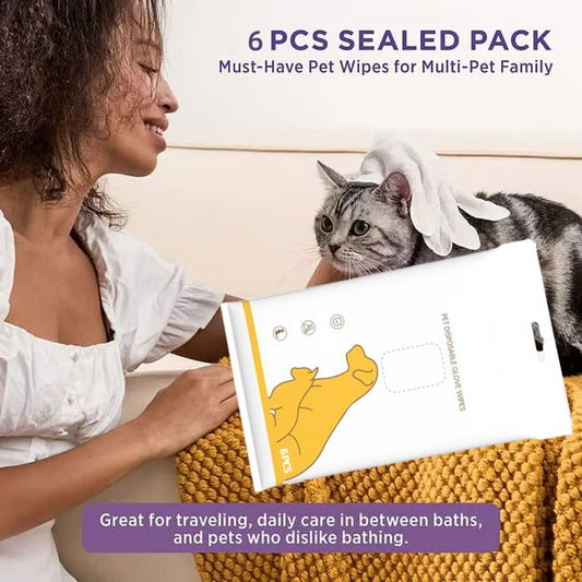 🔥Best-selling in 2025🔥sale-50% off 👉Deodorizing Pet Glove Wipes For Dogs (6 Pcs / 1 Pack)