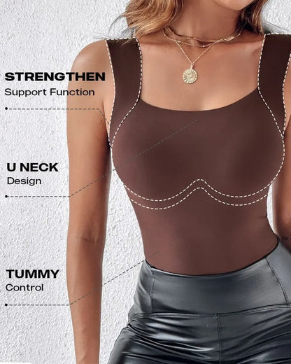🏆Last Day Special Price ￡8.99!!💐Women's U Neck Thermal Tank Tops with Built-In Bra