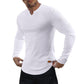 💗LAST DAY PROMOTION - 70%OFF V-Neck Longline Ribbed Tees Shirts Long Sleeve Gym Workout Athletic Menswear Tops