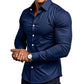 Men's Solid Color Lapel Long Sleeve Button-Down Shirts