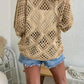 🥰Summer Sale-60% OFF💛Womens Bohemian-Inspired Beige Crochet Top With V-Neck