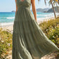 🌴 LIMITED-TIME 50% OFF! 👗 Women's Halter Neck Backless Maxi Dress – Tiered, Flowy, Resort Style 🌺