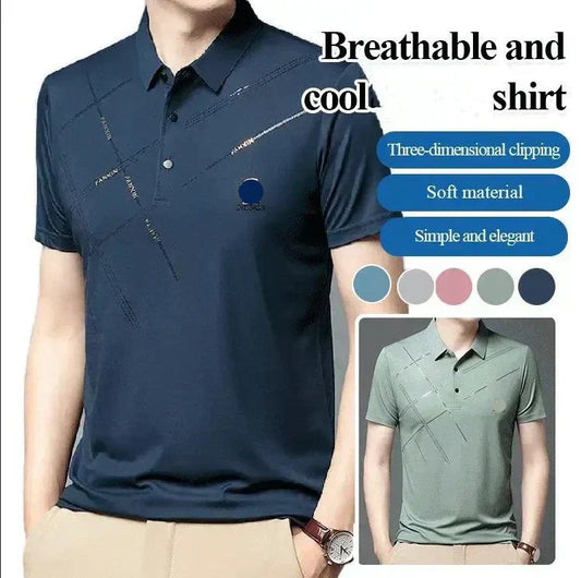 👕❄️50% OFF NOW!💧 Men's Ice Silk Stretch Shirt – Waterproof, Quick-Dry & Eco-Friendly – Cool Breathable Tech Fabric Shirt 🌿