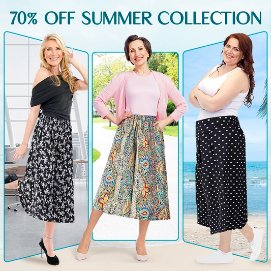 💕HOT SALE 70% OFF🌷💕 Women's High Elastic Waist Pleated Chiffon Wide Leg Culottes