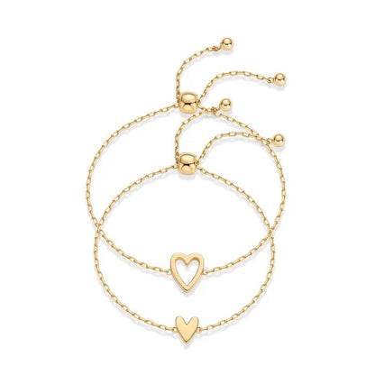 🎁New Year's Sale 60% | 14K Gold Plated Adjustable Matching Bracelets for Women – Heart Charm and BFF Friendship Styles