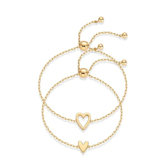🎁New Year's Sale 60% | 14K Gold Plated Adjustable Matching Bracelets for Women – Heart Charm and BFF Friendship Styles