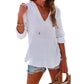 🔥HOT SALE 61% OFF!!👚Women's Oversized Hooded Beach Cover Up - Long Sleeve V-Neck Pocket Shirt