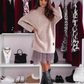 💗Women’s Semi Turtleneck Loose Sweatshirt and Sleeveless Mini Gauze Dress Set