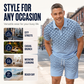 🎁2026 New Arrivals 50% OFF💥Men's Geometric Print Collared Top & Shorts Set – Modern Pattern & Breathable Coordinated Look 🔷