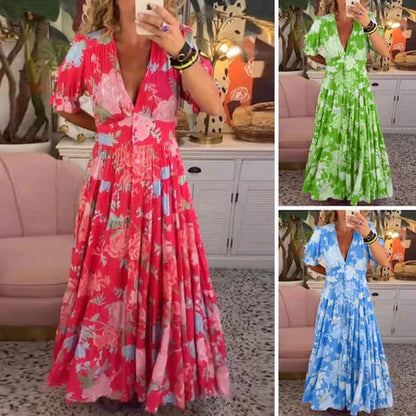 💖Limited Sale 50% OFF💖Comfortable V-neck Floral Loose Maxi dress with pockets