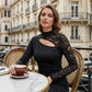 ⏳Time-Limited Special⏰Women's Asymmetrical Cutout Lace Sleeve Top