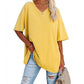 🎁2026 New Arrivals 50% OFF💥Women's Casual Loose Plus Size V Neck T Shirts Summer Half Sleeve Tees Fit Cotton Tunic Tops