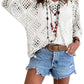 🥰Summer Sale-60% OFF💛Womens Bohemian-Inspired Beige Crochet Top With V-Neck