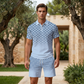 🎁2026 New Arrivals 50% OFF💥Men's Geometric Print Collared Top & Shorts Set – Modern Pattern & Breathable Coordinated Look 🔷