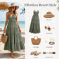 🌴 LIMITED-TIME 50% OFF! 👗 Women's Halter Neck Backless Maxi Dress – Tiered, Flowy, Resort Style 🌺
