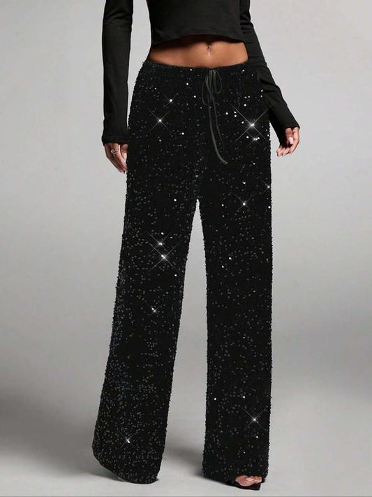 💖💃LAST DAY SALE 50% OFF✨Women's Sequin Sparkle Wide Leg Pants with Elastic Waistband✨