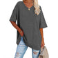 🎁2026 New Arrivals 50% OFF💥Women's Casual Loose Plus Size V Neck T Shirts Summer Half Sleeve Tees Fit Cotton Tunic Tops