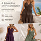 🌴 LIMITED-TIME 50% OFF! 👗 Women's Halter Neck Backless Maxi Dress – Tiered, Flowy, Resort Style 🌺