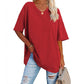 🎁2026 New Arrivals 50% OFF💥Women's Casual Loose Plus Size V Neck T Shirts Summer Half Sleeve Tees Fit Cotton Tunic Tops
