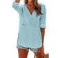 🔥HOT SALE 61% OFF!!👚Women's Oversized Hooded Beach Cover Up - Long Sleeve V-Neck Pocket Shirt
