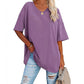 🎁2026 New Arrivals 50% OFF💥Women's Casual Loose Plus Size V Neck T Shirts Summer Half Sleeve Tees Fit Cotton Tunic Tops