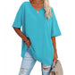 🎁2026 New Arrivals 50% OFF💥Women's Casual Loose Plus Size V Neck T Shirts Summer Half Sleeve Tees Fit Cotton Tunic Tops