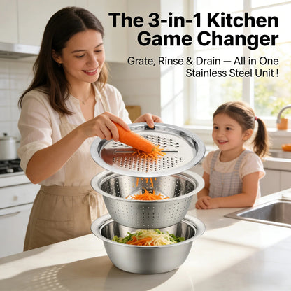 🎁2026 New Arrivals 50% OFF💥German Quality 3-in-1 Stainless Steel Grater Bowl