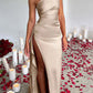 🌸NEW HOT SALE 50% OFF🥰Fits Your Curves Satin One Shoulder Drape Slit Maxi Dress💗HOT SALE💥