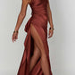 🌸NEW HOT SALE 50% OFF🥰Fits Your Curves Satin One Shoulder Drape Slit Maxi Dress💗HOT SALE💥