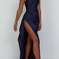 🌸NEW HOT SALE 50% OFF🥰Fits Your Curves Satin One Shoulder Drape Slit Maxi Dress💗HOT SALE💥