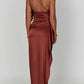🌸NEW HOT SALE 50% OFF🥰Fits Your Curves Satin One Shoulder Drape Slit Maxi Dress💗HOT SALE💥