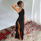 🌸NEW HOT SALE 50% OFF🥰Fits Your Curves Satin One Shoulder Drape Slit Maxi Dress💗HOT SALE💥