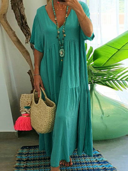 🎁2026 New Arrivals 50% OFF💥Women's Casual Long Dress with Short Sleeves – Soft & breathable – Perfect for summer, beach or everyday elegance – lightweight and comfy ✨🌸