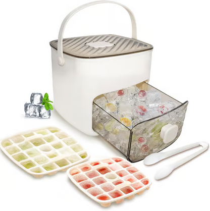 🎁2026 New Arrivals 50% OFF💥Essential for summer🥤🧊 Ice Cube Maker with Storage – 48 cubes at once, leak‑proof lid. Stackable, saves space. Includes ice scoop & tong.
