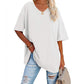 🎁2026 New Arrivals 50% OFF💥Women's Casual Loose Plus Size V Neck T Shirts Summer Half Sleeve Tees Fit Cotton Tunic Tops