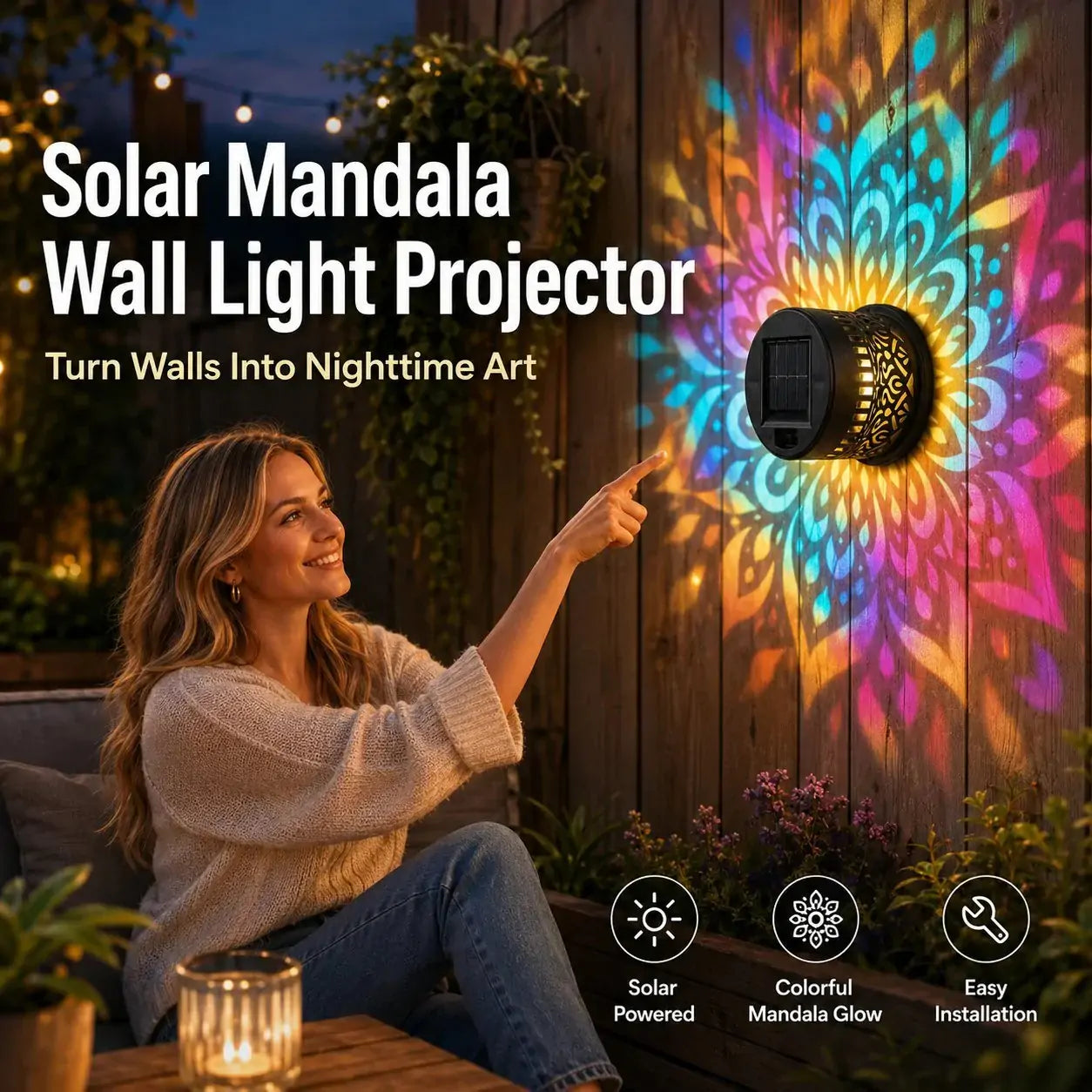 📢📢50% OFF !!!⏰Solar-Powered Mandala Projector Light – obtenirie