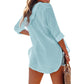 🔥HOT SALE 61% OFF!!👚Women's Oversized Hooded Beach Cover Up - Long Sleeve V-Neck Pocket Shirt