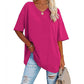 🎁2026 New Arrivals 50% OFF💥Women's Casual Loose Plus Size V Neck T Shirts Summer Half Sleeve Tees Fit Cotton Tunic Tops