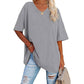 🎁2026 New Arrivals 50% OFF💥Women's Casual Loose Plus Size V Neck T Shirts Summer Half Sleeve Tees Fit Cotton Tunic Tops
