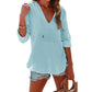 🔥HOT SALE 61% OFF!!👚Women's Oversized Hooded Beach Cover Up - Long Sleeve V-Neck Pocket Shirt