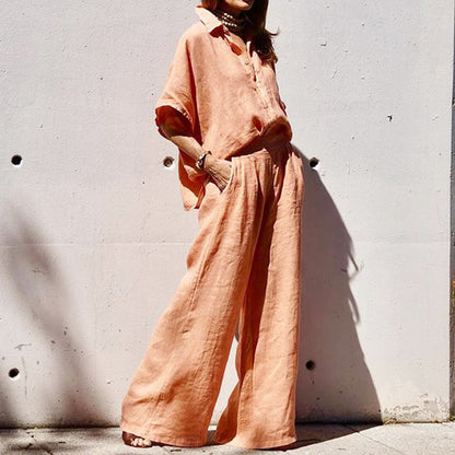 🔥2025 HOT SALE✨Women's Casual Cotton Linen Two-Piece Set